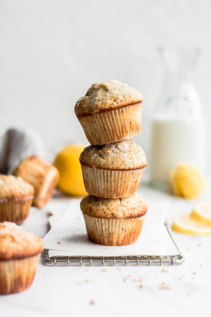 3 muffins stacked on top of each other.