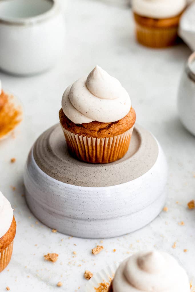 pumpkin cupcake on bowl