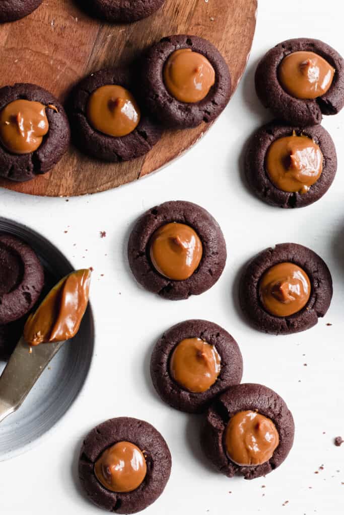 Chocolate-Dulce de Leche Thumbprint Cookies