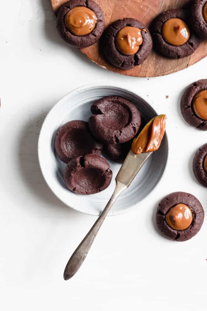 Chocolate-Dulce de Leche Thumbprint Cookies