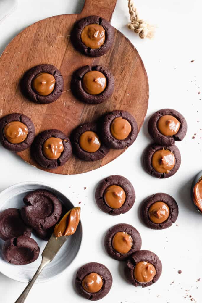 Chocolate-Dulce de Leche Thumbprint Cookies