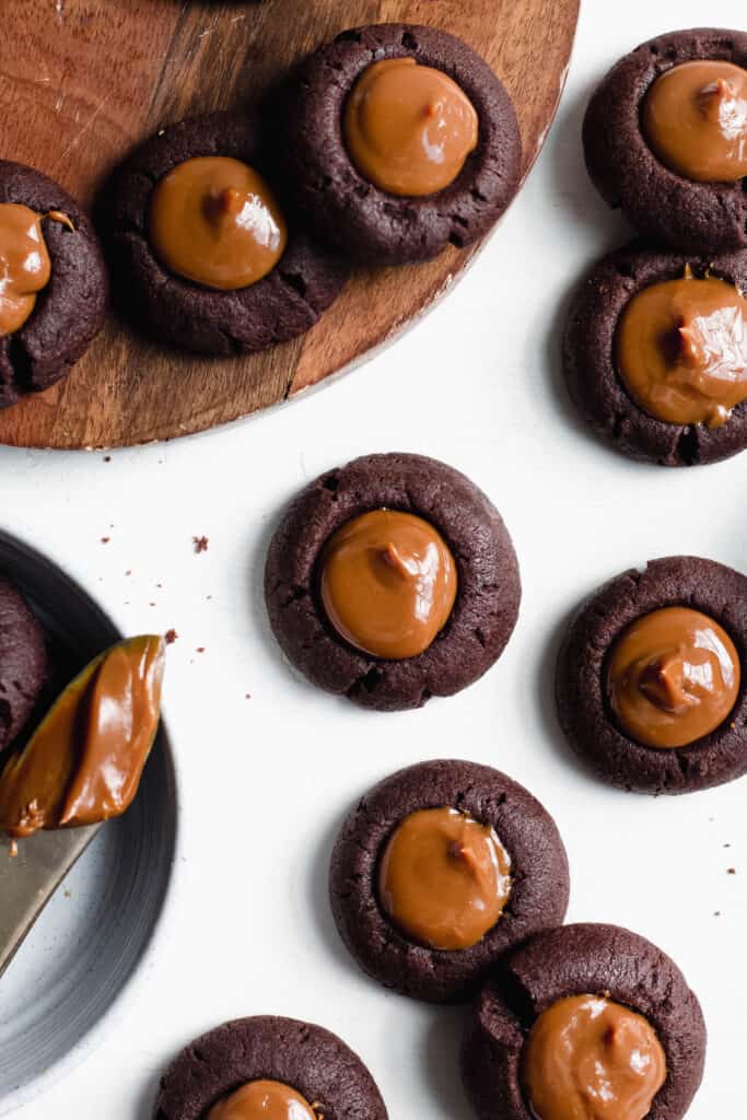 Chocolate-Dulce de Leche Thumbprint Cookies