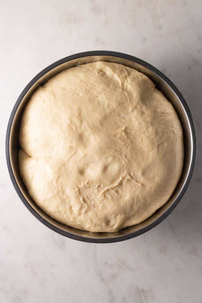 cinnamon roll dough in a bowl