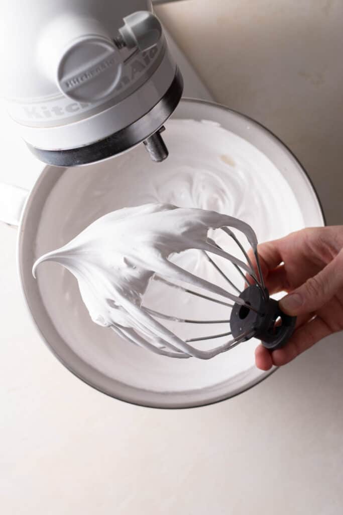 swiss meringue on a whisk attachment