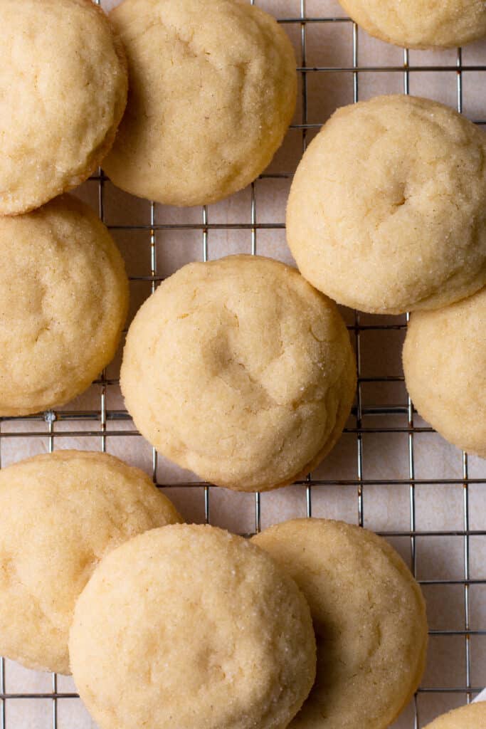 sugar cookies arranged on a cooling rack