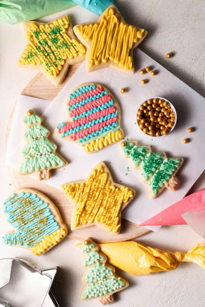 no-chill cut-out sugar cookies on a board