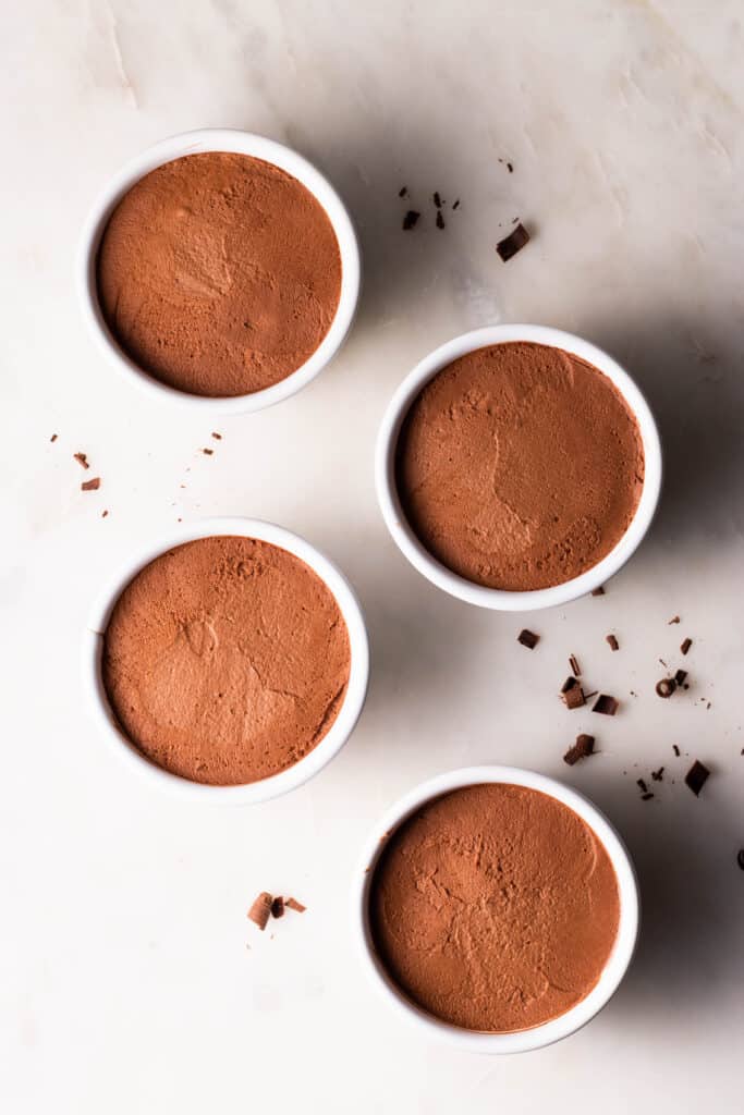 plain chocolate mousse in ramekins