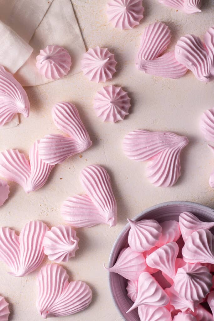 meringue cookies on a surface