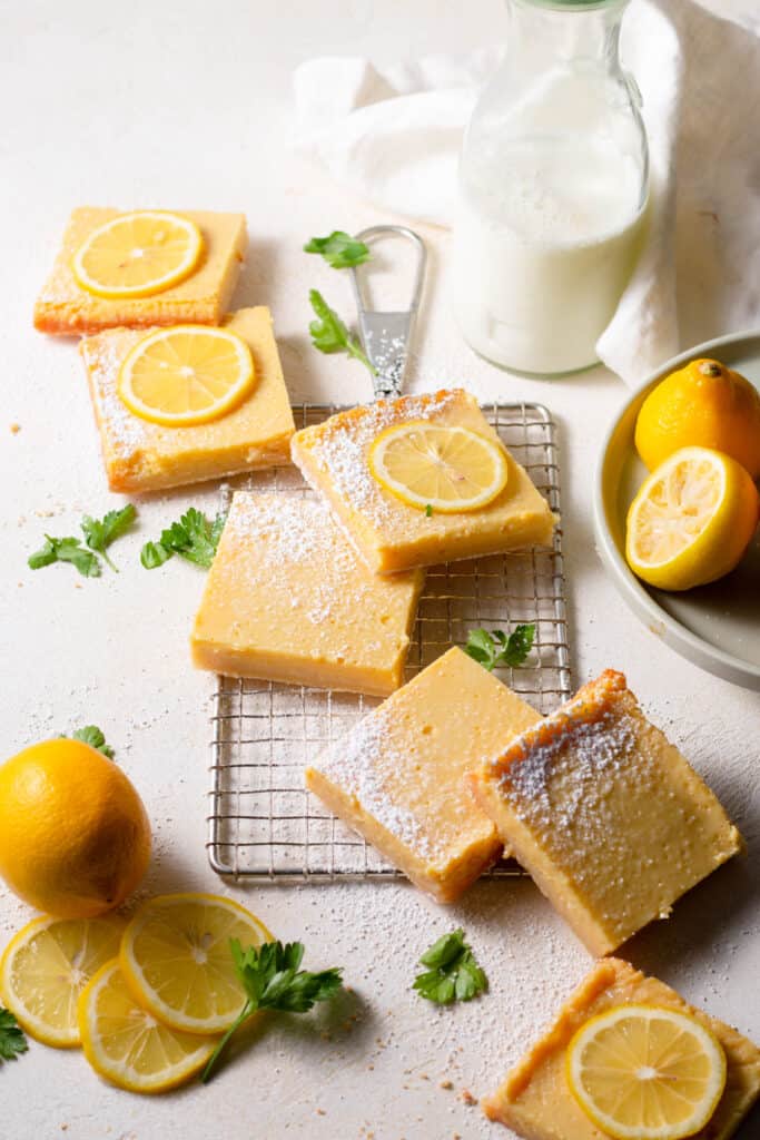 lemon bars on a board