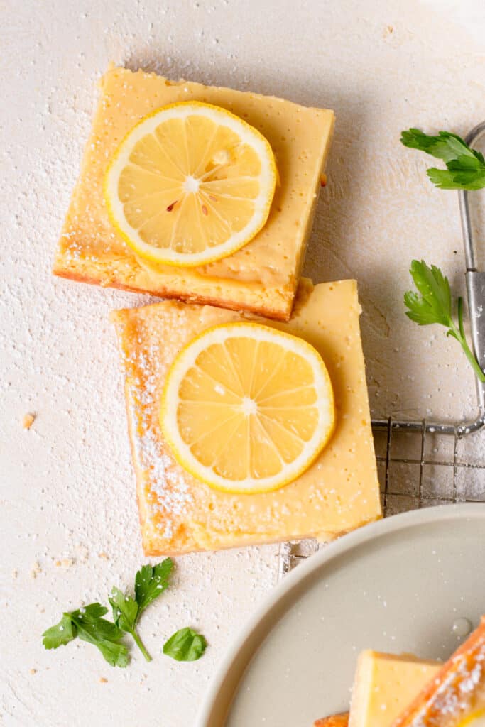 lemon bars on a board