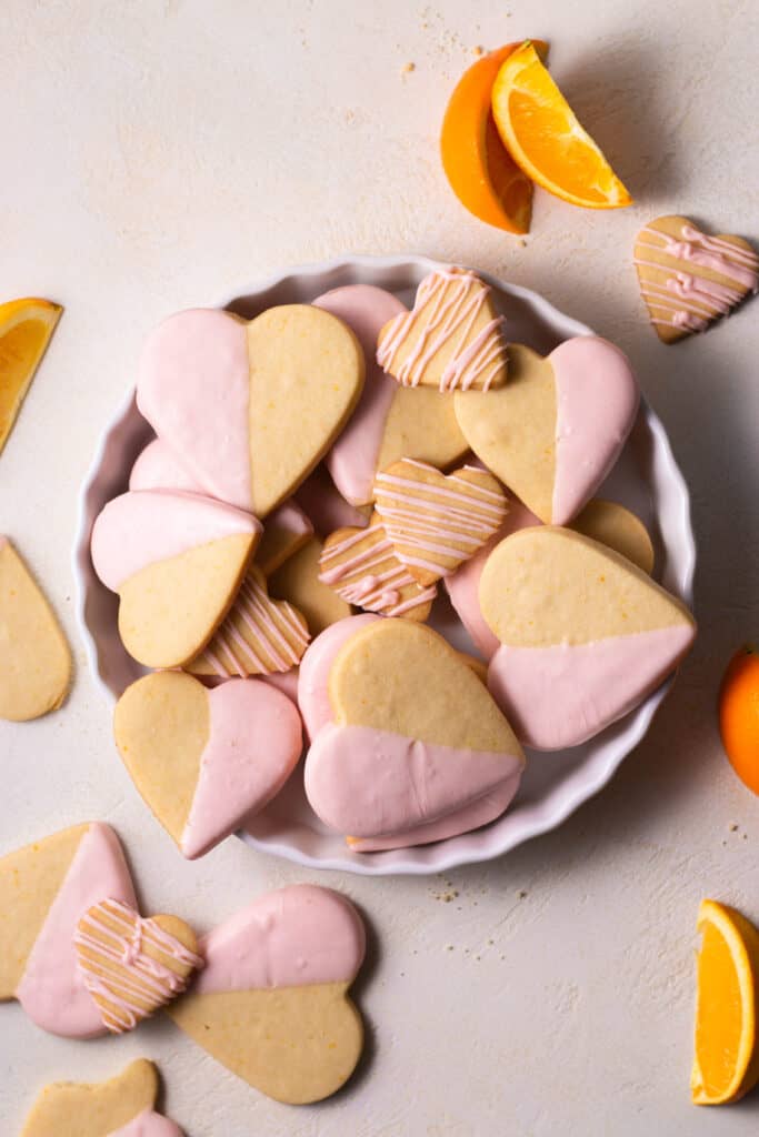 butter shortbread cookies in a dish on a board