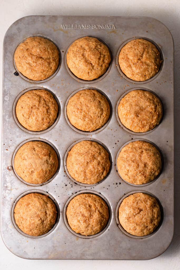 carrot cake muffins in a muffin tin