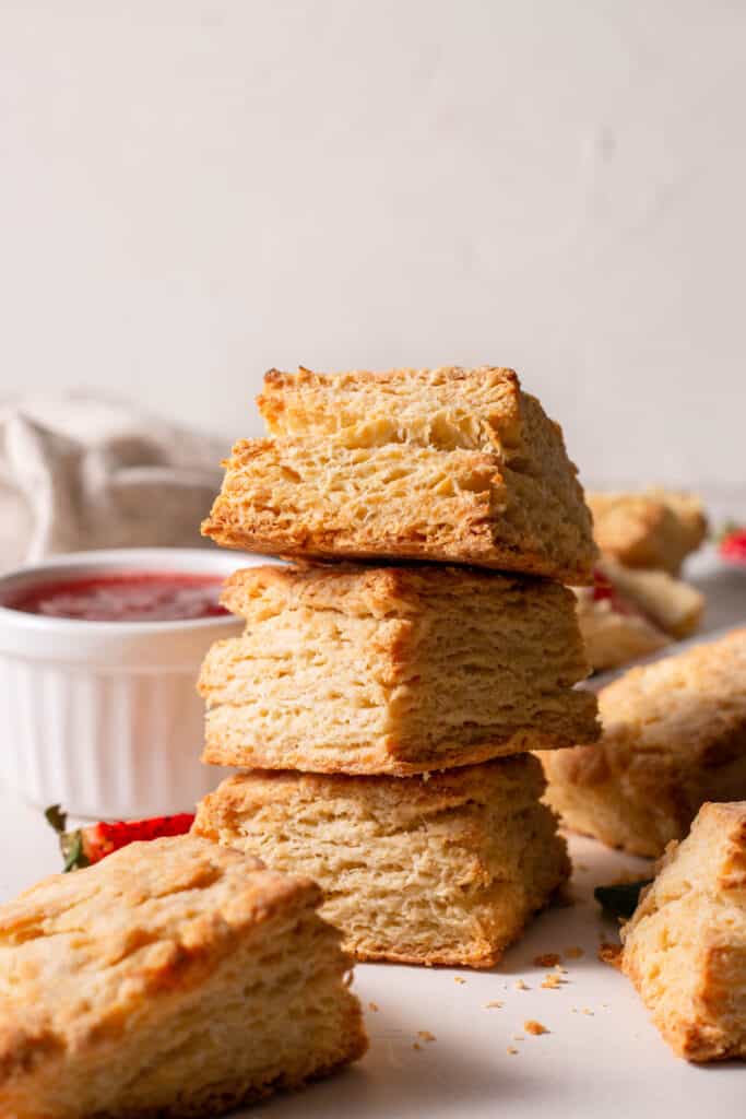 buttermilk biscuits stacked on top of each other
