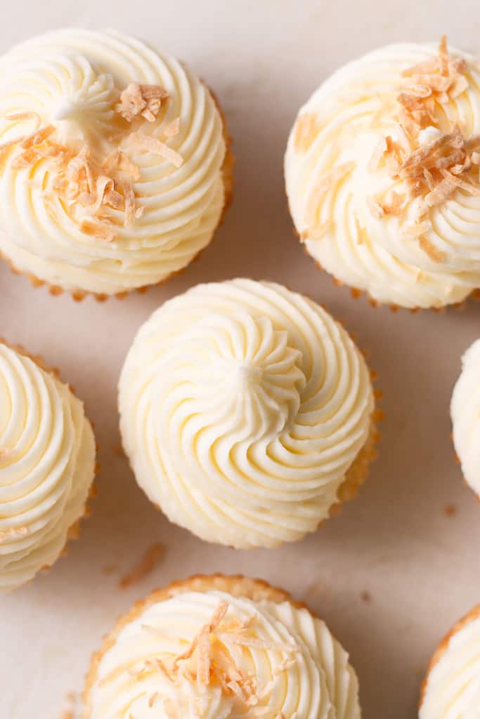 top of coconut cupcakes