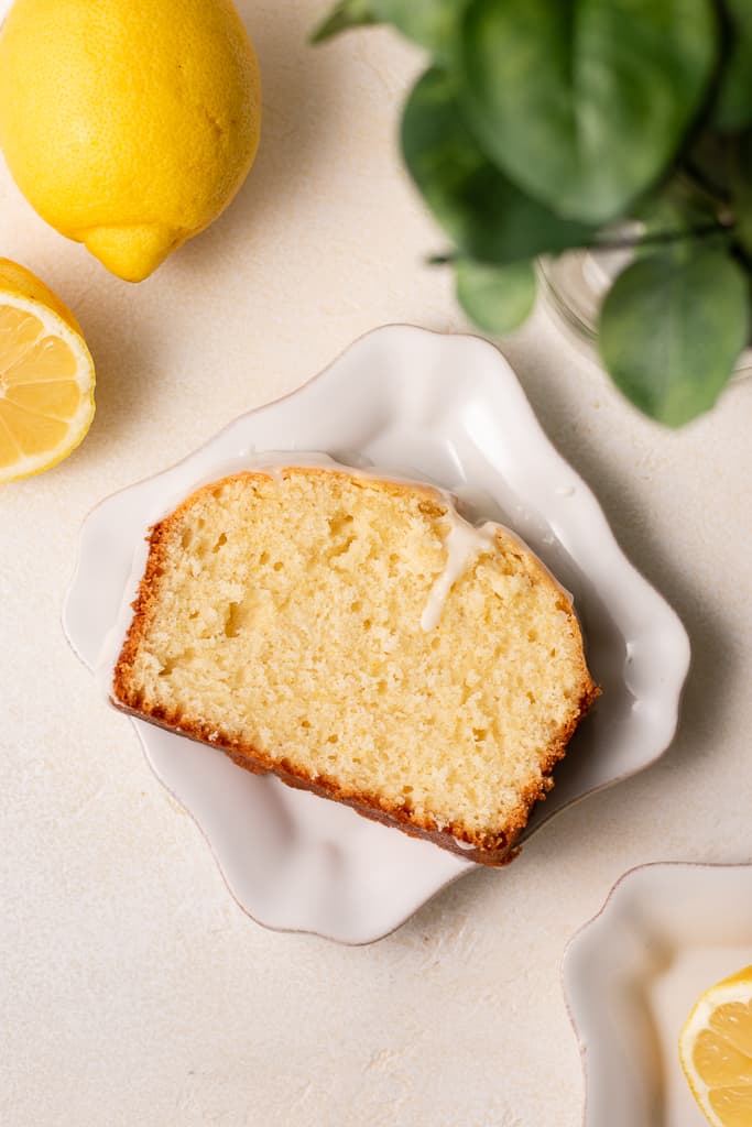 lemon loaf cake on a plate