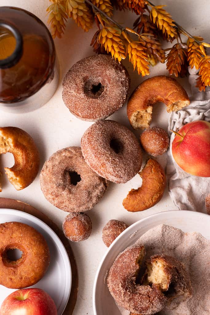 apple cider donuts on a board