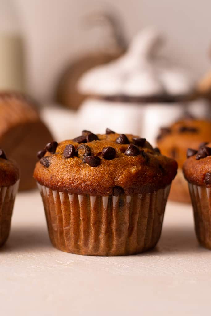 up close shot of a pumpkin muffin