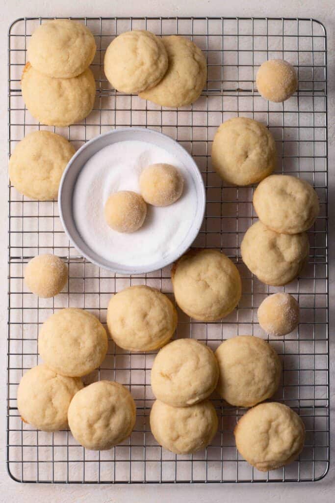 fluffy sugar cookies on a wire rack