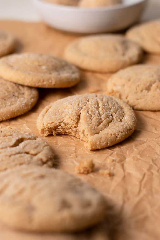 brown butter brown sugar cookies on a piece of parchment paper.