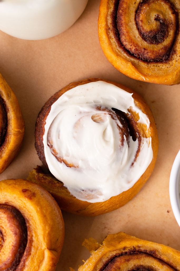 Pumpkin Spice Cinnamon Rolls with Maple Icing - Sarah's Day Off