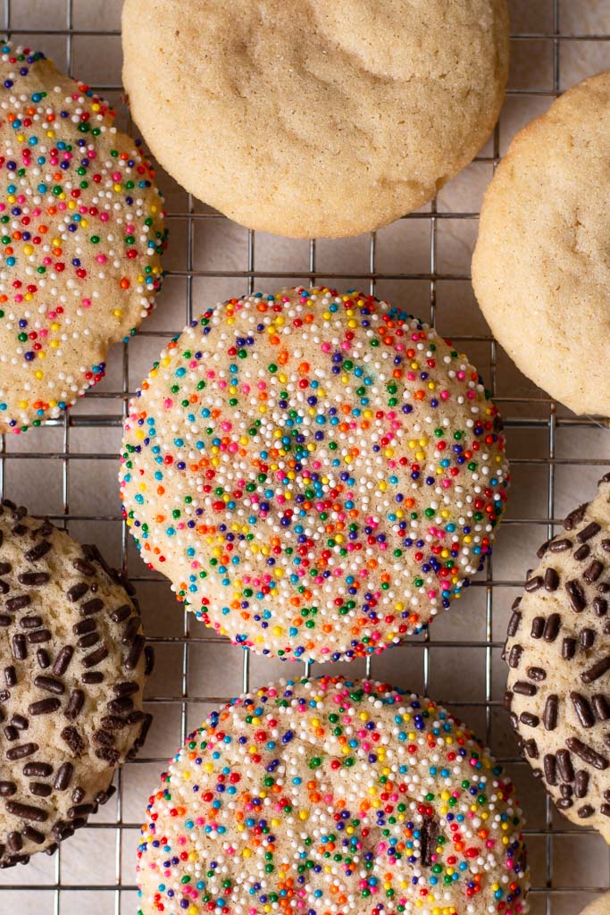 sugar cookies coated in sprinkles.