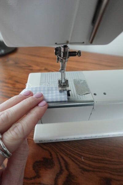 sewing the diy pacifier clip.