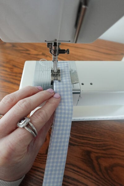 sewing the diy pacifier clip.