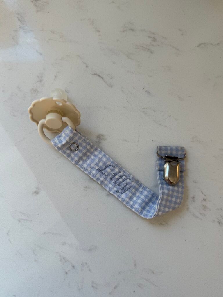 personalized pacifier clip.