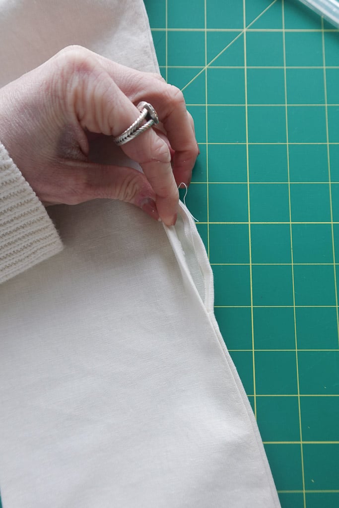 sewing the gap closed.