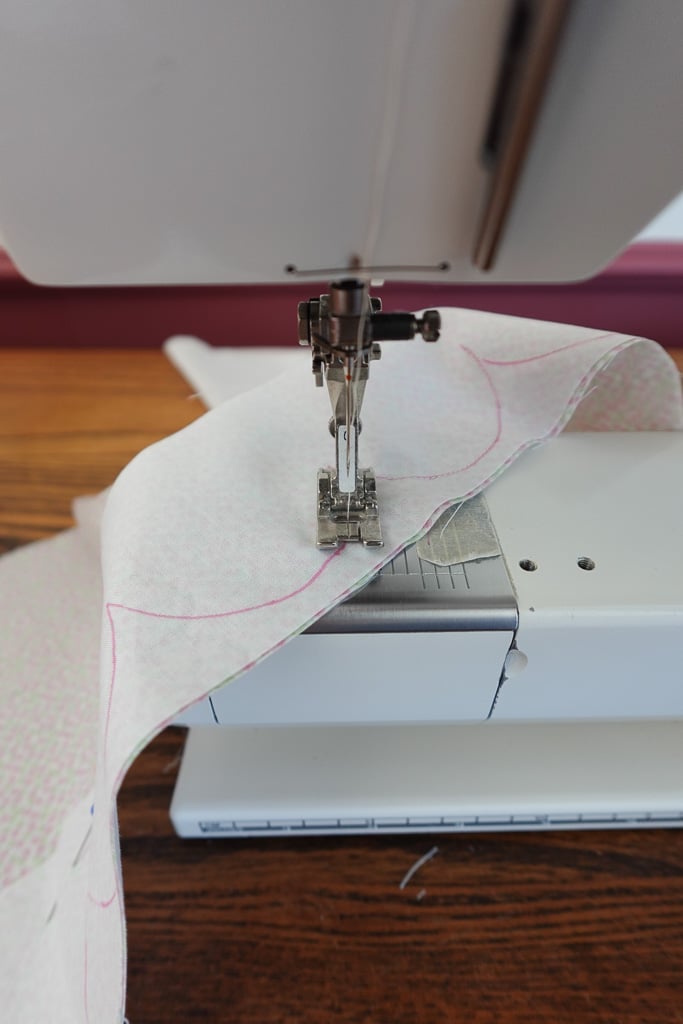 sewing scallop shapes.